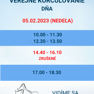 Verejné korčuľovanie dňa 05.02.2023 (nedeľa)