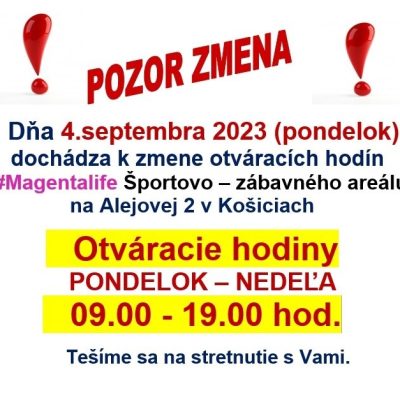 Zmena otváracích hodín