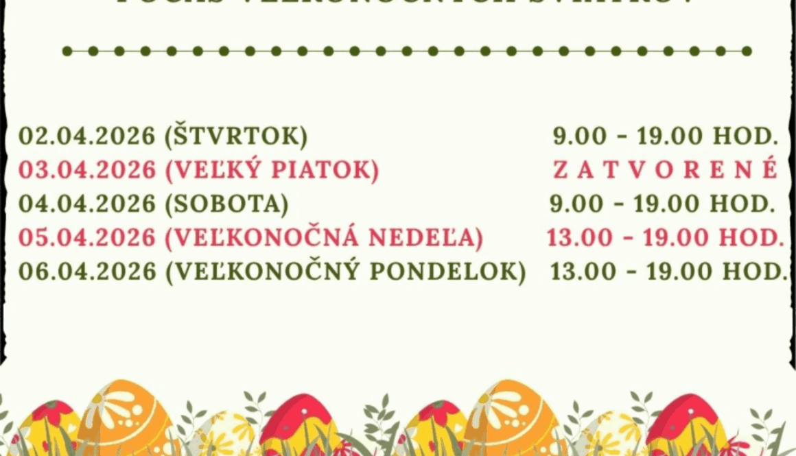 Otváracie hodiny počas veľkonočných sviatkov