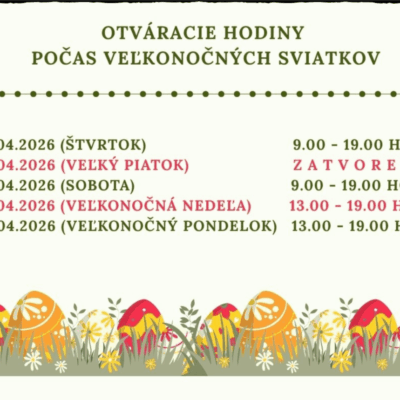 Otváracie hodiny počas veľkonočných sviatkov